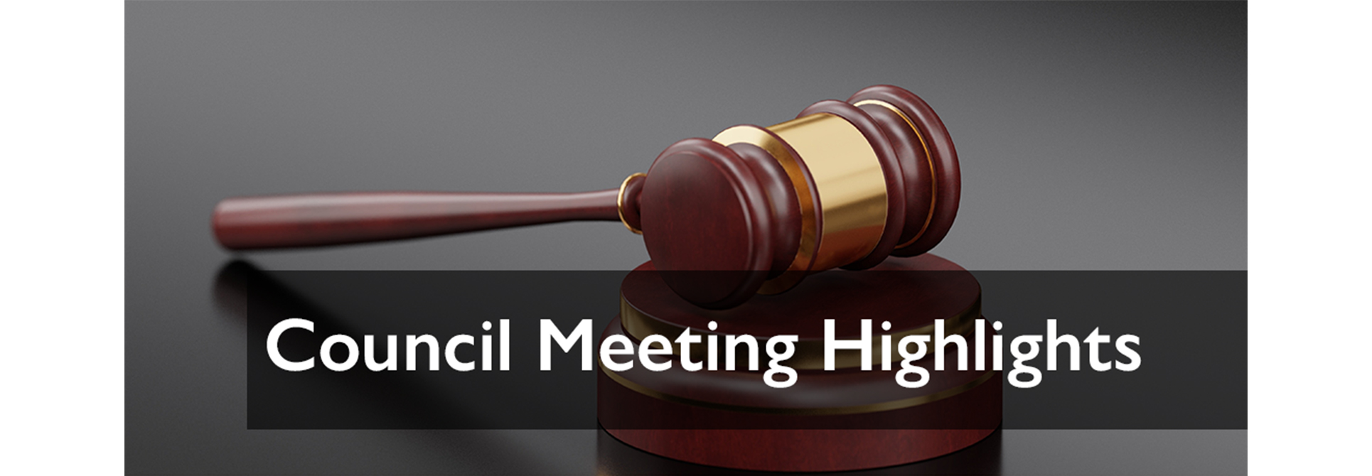 Gavel with words - Council Meeting Highlights