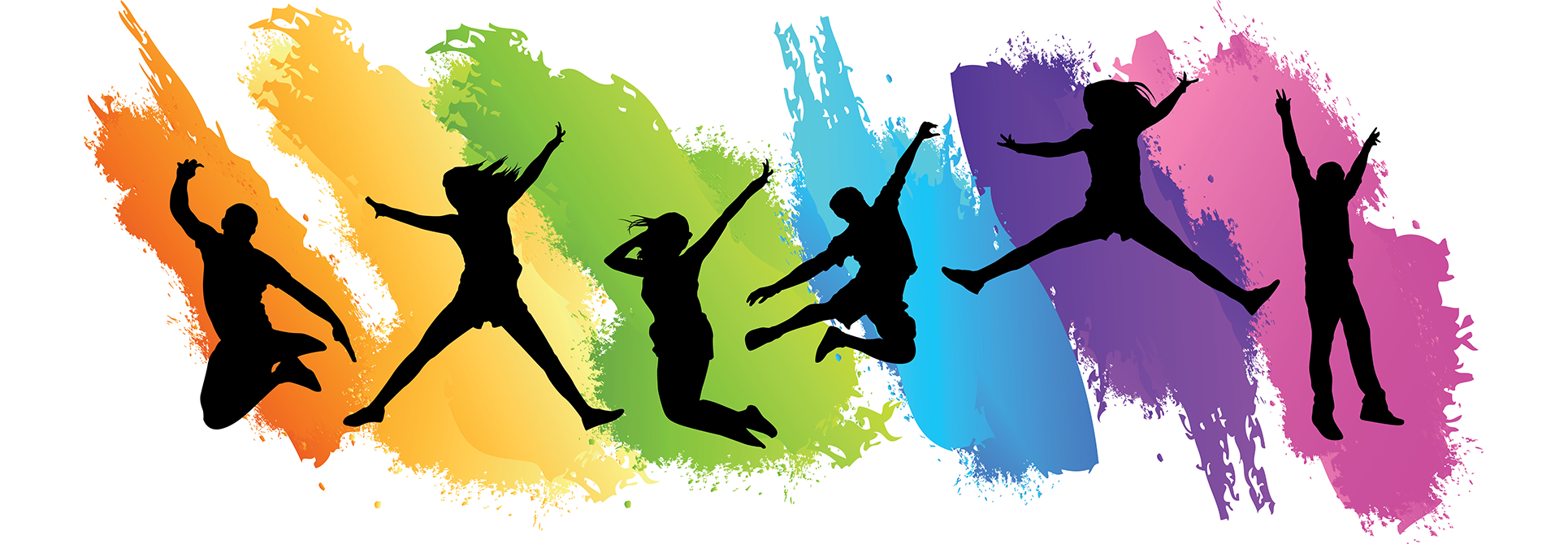 People Jumping on a colourful background