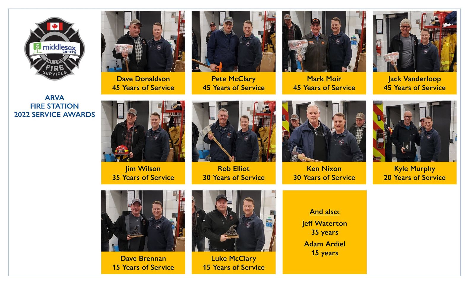 Arva Fire Station - Years of Service Awards 2022