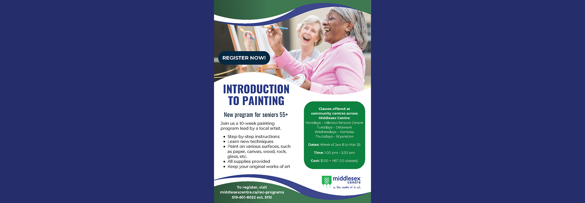 Poster Winter 2024 Introduction to Painting Course