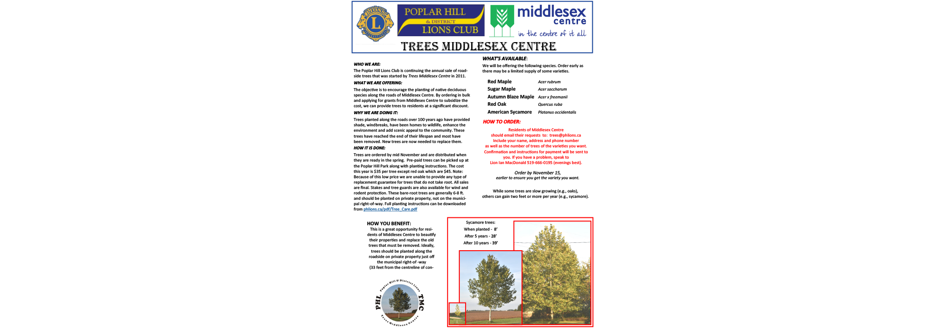 Poplar Hill Tree Sale
