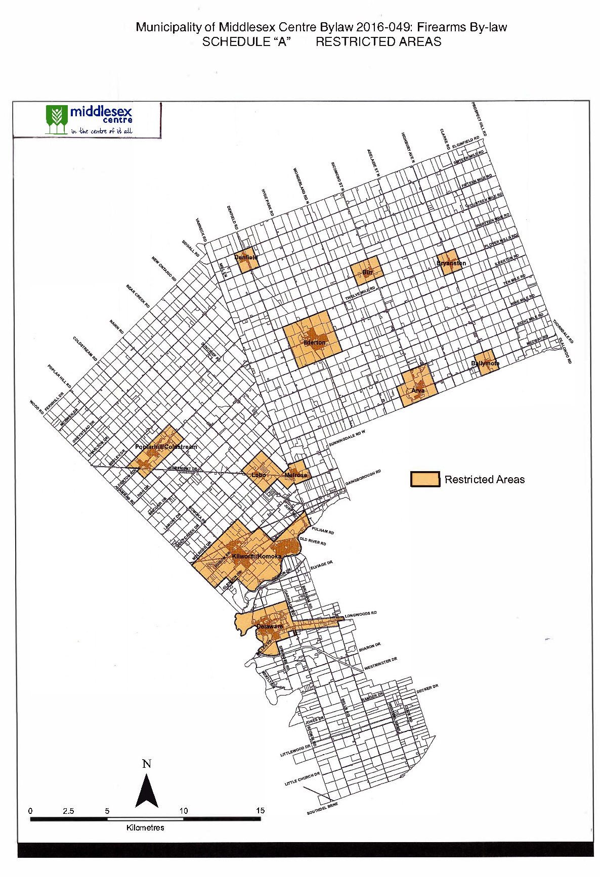 Map Hunting Restrictions Middlesex Centre By-law 2016-049