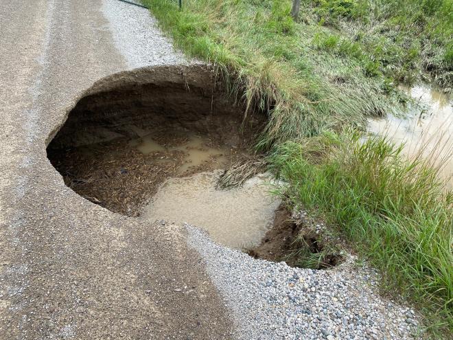 Erosion from flooding MacEwen Dr. July 2024