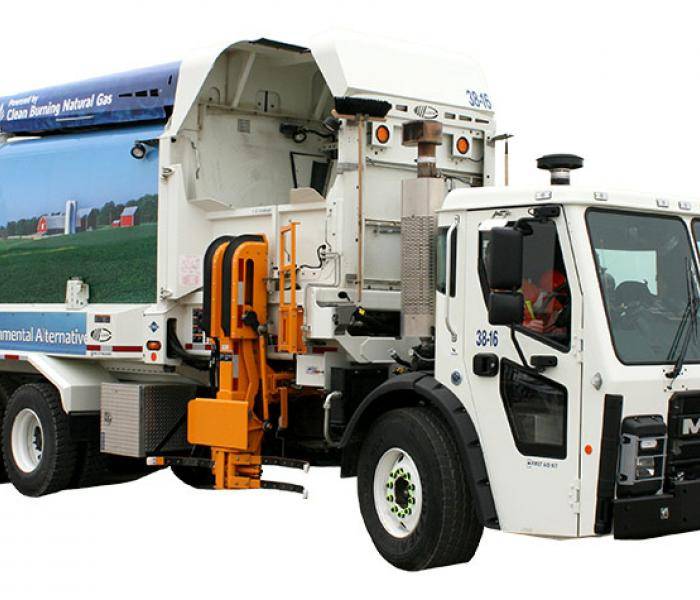 Picture of Blue water recycling association garbage truck