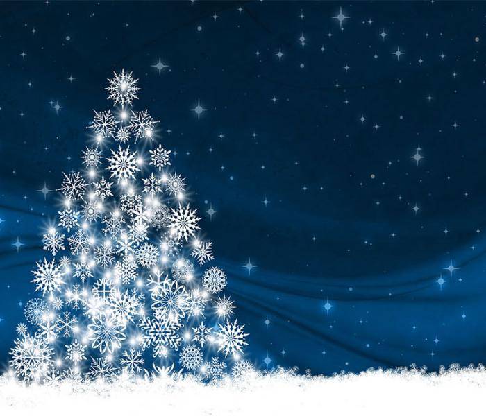 white christmas tree against a dark night sky