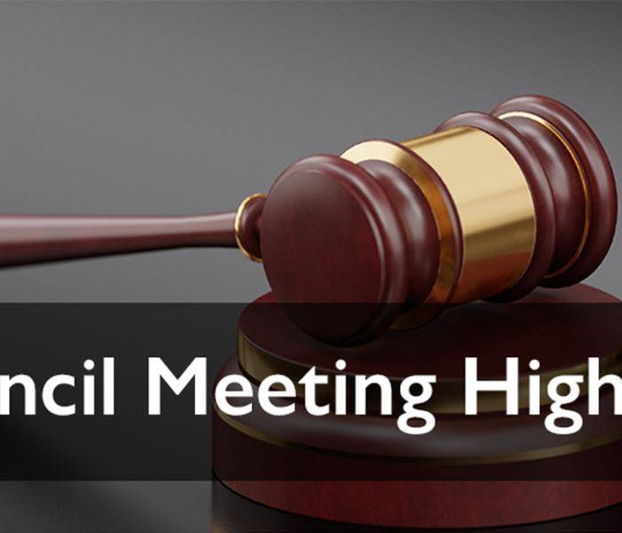 Gavel with words - Council Meeting Highlights