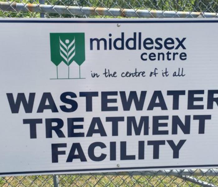 Sign for Middlesex Centre Wastewater Treatment Facility