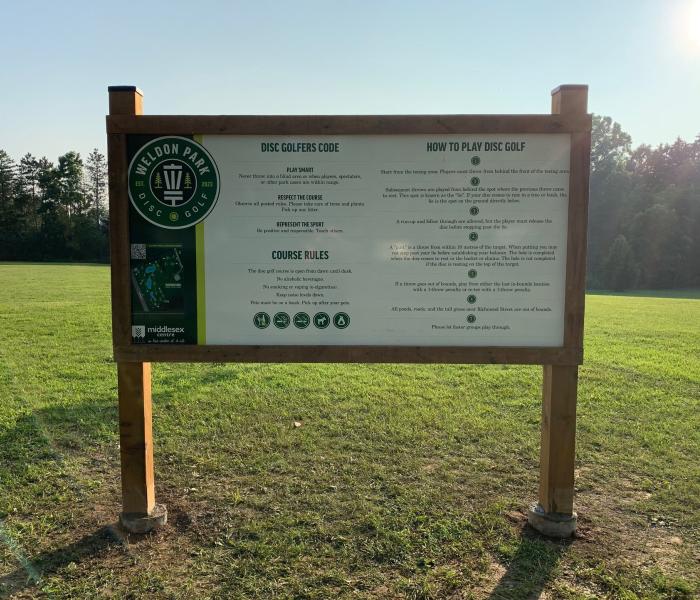Weldon Park Disc Golf Main Sign