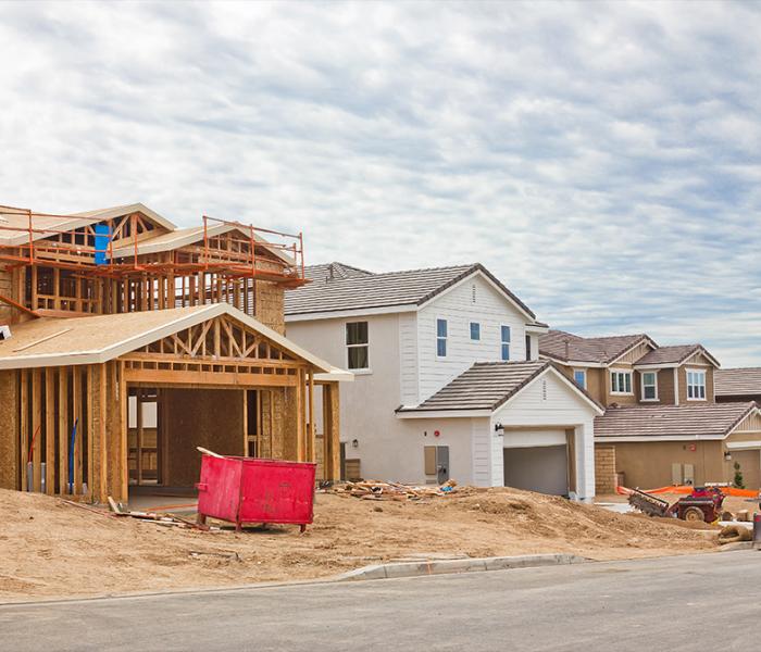 Houses in a subdivision under construction