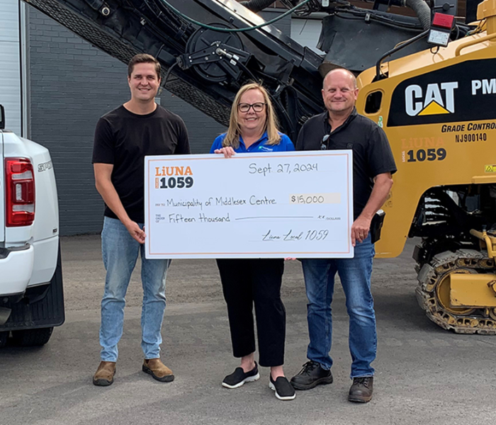 Middlesex Paving and LiUNA 1059 Donation to Middlesex Centre