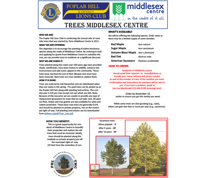 Poplar Hill Tree Sale
