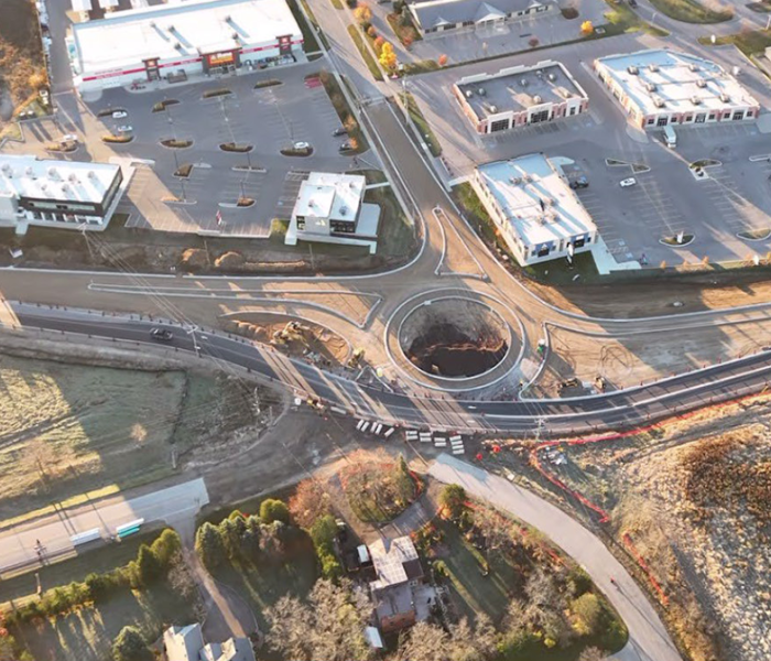 Aerial View Glendon Dr. Roundabout